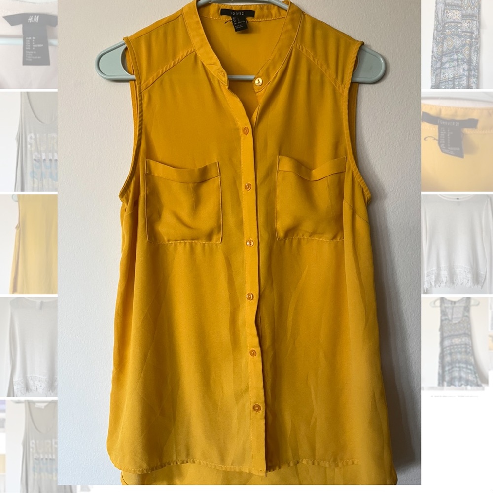 Yellow tank top blouse